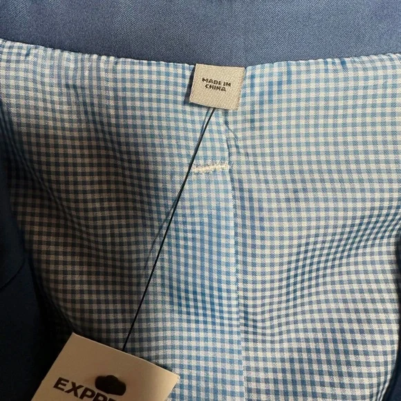 NEW ~ EXPRESS Men’s Blue Fitted Cotton-Blend Photographer Suit Jacket ~ Size 36R - Picture 4 of 15